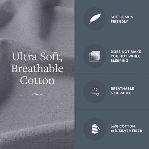 GroundLuxe Organic Grounding Pillowcase in Gray - Queen Size 5