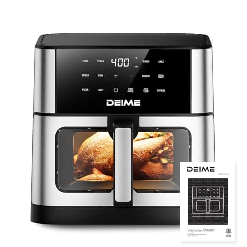 DEIME Air Fryer 10.2 QT Oilless 1700W Large Capacity Oven Air Fryers Healthy Cooker with 10 Preset, Large AirFryer for Families Visual Cooking Window, Non-Stick Basket, Included Recipe 7