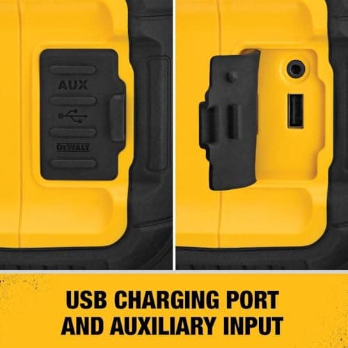 DEWALT 20V MAX Bluetooth Speaker, 100 ft Range, Durable for Jobsites, Phone Holder Included, Lasts 8-10 Hours with Single Charge (DCR010) 5