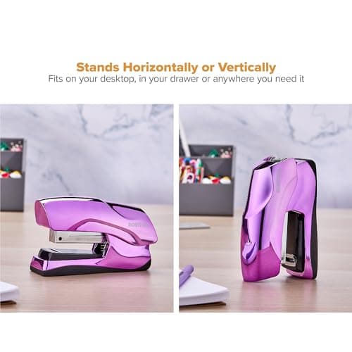 Bostitch Office Heavy Duty Stapler, 40 Sheet Capacity, No Jam, Half Strip, Fits into the Palm of Your Hand, For Classroom, Office or Desk, Metallic Purple 5