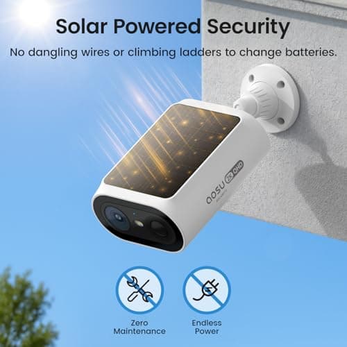 aosu Solar Security Cameras Wireless Outdoor, 2Mins DIY Installation, No Subscription Cameras for Home Security System, Local Storage, 2K Color Night Vision for Surveillance, 2.4&5GHz WiFi, 4 Cam-kit 6