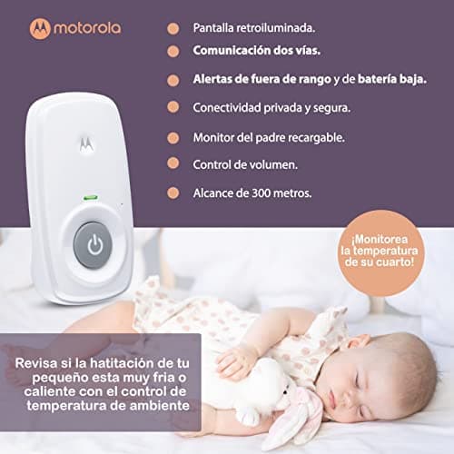 Motorola MBP24 Audio Baby Monitor with Room Temperature Display, High Sensitivity Microphone and Two-Way Talk, White 5