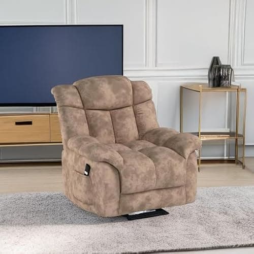 CANMOV Power Lift Recliner Chair for Elderly, Heavy Duty and Safety Motion Reclining Mechanism-Antiskid Fabric Sofa Living Room Chair with Overstuffed Design, Light Tan 5