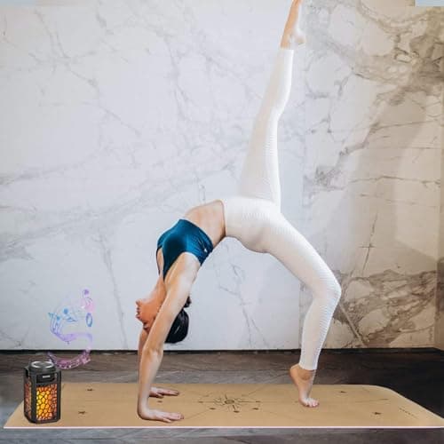 Numat Cork Yoga Mat 6mm (1/4 inch) Thick 72x24 in, Sweatproof NonSlip Eco-friendly, Lightweight TPE foam with Alignment Lines, Gym and Exercise, Black Carrying Bag w. Strap Included 6