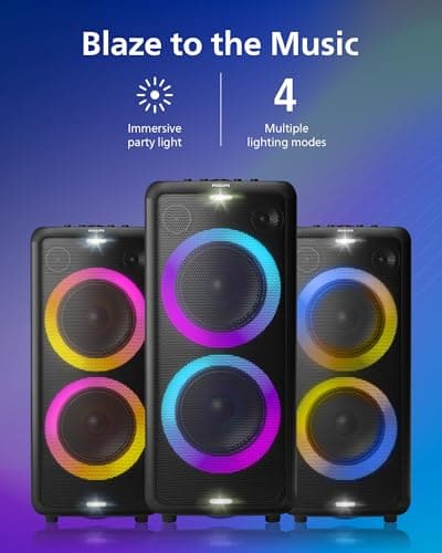 Philips X5206 bluetooth party speaker, portable with wheels, exciting light show, karaoke machine with microphone and Guitar Input, powerful bass & subwoofer, long playtime, perfect for outdoor events 6