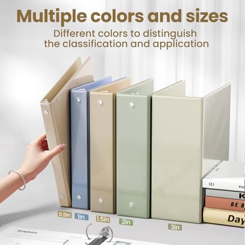 SUNEE 3 Ring Binder 1.5 Inch 4 Pack, Clear 1 1/2 Inch View Binder Three Ring PVC-Free (Fit 8.5x11 Inches) for School or Office Supplies, Neutral Aesthetic 5