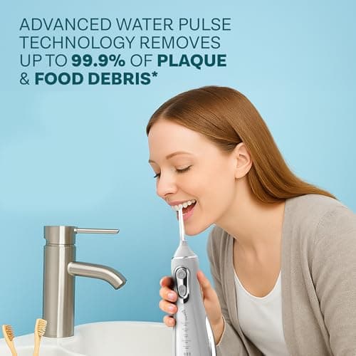 Rechargeable Water Flossers for Teeth Cordless with 5 Modes, 8 Tips, 300ml Tank, 60~140 Psi & Ipx7 Waterproof - Portable Water Flosser for Braces, Gums, Tonsils & Travel Dental Care Oral Irrigator 8