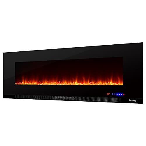 e-Flame USA Livingston 60-inch Wall Mount LED 3-D Electric Fireplace Stove with Timer and Remote - 3-D Log and Fire Effect 8