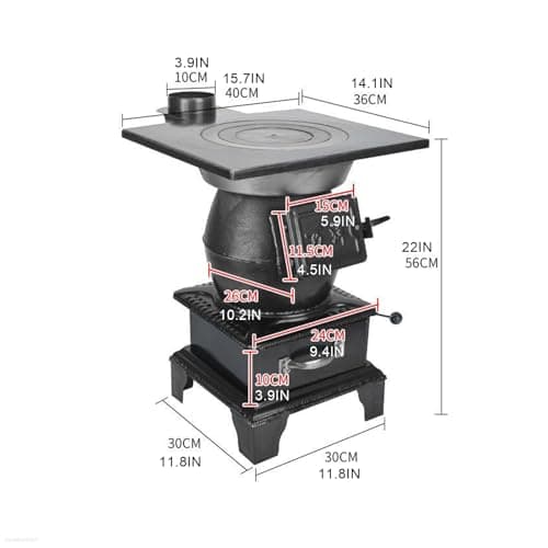 YXLUJYY Pure Cast Iron Carbon Fire, Wood Burning Stove, View Window, Multipurpose Camping Stove for for Tent, Indoor, Villa,Shelter, Heating and Cooking,L 6