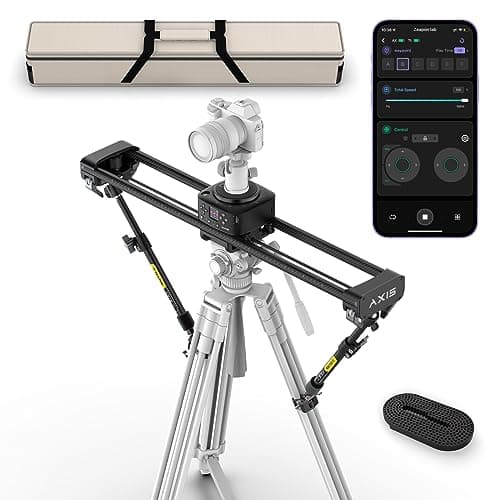 Zeapon AXIS 80 (2-axis) Multi-axis Motorized Camera Slider, 31''/80cm DSLR Dolly Carbon Fiber Electric Track, LCD Screen APP Control, Pan Head for 360° Panoramic Time-Lapse Follow Focus