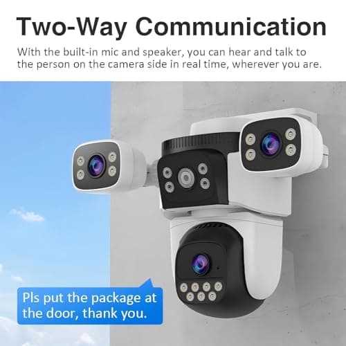 EVERSECU Triple Lens WiFi PTZ Security Camera, Three Cameras in One, Side Cameras with Adjustable All-Angle Arm, 2K 360° View No Blind Spot, Auto Tracking, Spotlight, 2 Way Audio 5