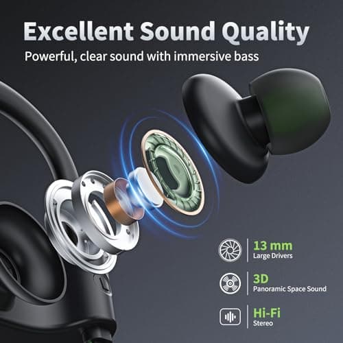 JOYWISE Bluetooth Headphones, Wireless Earbuds IPX7 Waterproof Bluetooth 5.3 Headphones with 16Hrs Playtime Stereo Bass Headsets with Mic Running Headsets with Earhooks for Sports Running Workout 5