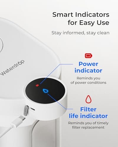 Waterdrop Alkaline Rechargeable Water Filter Dispenser, 6-Stage Instant Electric Powerful Pitcher, Healthy Mineralized Alkaline Water, 15-Cup Portable Countertop System, Does not Lower TDS 8