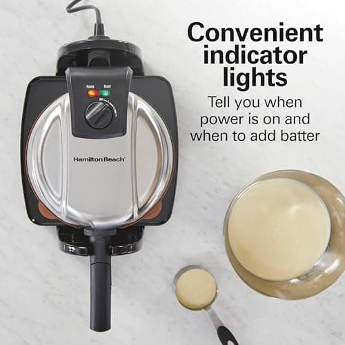 Hamilton Beach Belgian Waffle Maker with Removable PFAS-Free Durathon Nonstick Coated Plates, Easy Flip, Ceramic Grids, Black (26031) 7