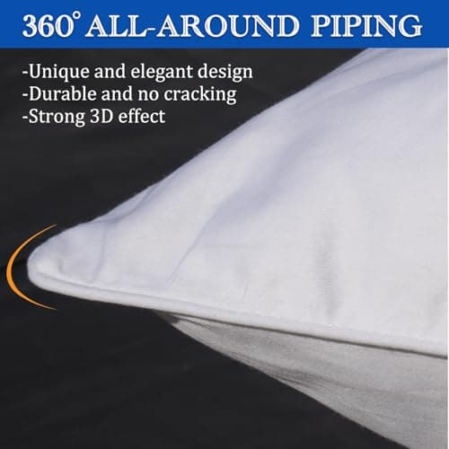 Precoco White Pillow Cases Standard Size-100% Cotton Pillowcase Covers with Zipper Hidden, Breathable & Ultra Soft/Pillow Covers for Easy Care, Set of 2 5