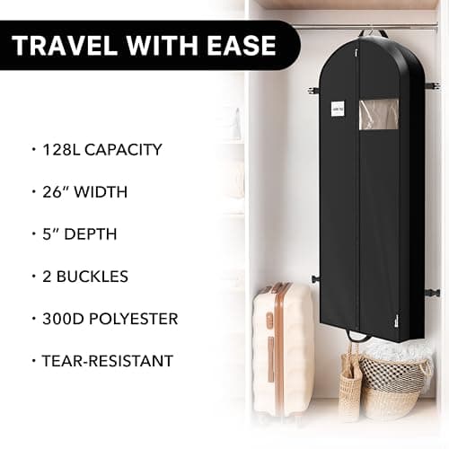 Simple Houseware 60'' Travel Garment Bag for Suits, Dresses, Coats, Tuxedos, Heavy Duty 300D Polyester 6