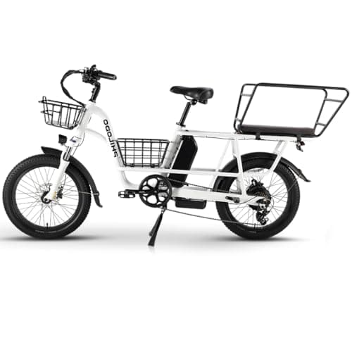 WakeWheel 1000W Electric Bike for Adults, Cargo Step Through Ebike, 48V 17.5Ah or 35Ah Single or Dual Battery, 20" Fat Tire Electric Bicycle with Rear Rack,Hydraulic Disc Brake