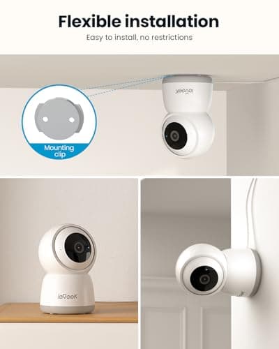 ieGeek Indoor Camera, 2K Cameras for Home Security, 5G Security Camera Indoor, 360° Pet/Dog/Baby Camera with Phone App, AI Tracking, 2-Way Audio, Night Vision, 24/7 SD Card Storage, Alexa 9