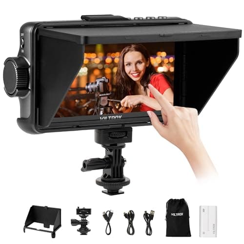 VILTROX 5.5 Inch Portable On-Camera Monitor, 4K Touchscreen HDMI Video Field Monitor, 1920×1080 Wide Viewing, Sunshade Hood, HDMI in and outputs, 3D LUTs