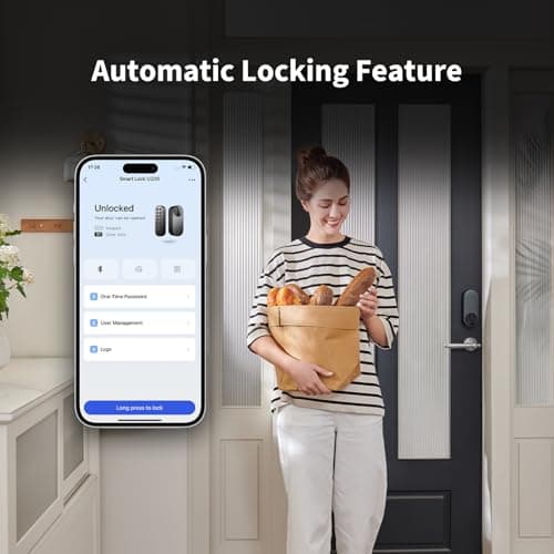 Aqara Smart Lock U200 (Fingerprint Keypad Included), Matter Over Thread, Keyless Entry Door Lock with Apple Home Key and Rechargeable Battery, Supports Apple Home, Alexa and SmartThings, Black 6