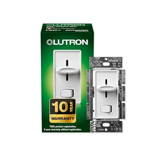 Lutron Skylark LED+ Dimmer Switch for Dimmable LED, Lutron Dimmer Switch For Halogen and Incandescent Bulbs, 150W/Single-Pole or 3-Way, SCL-153P-WH, White