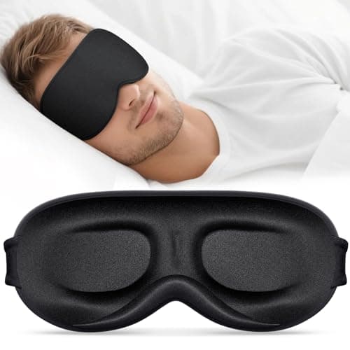 Vynix Sleep Mask for Men Women - 100% Blackout Eye Masks for Sleep - 3D Soft Sleeping Mask for Side Sleepers - Zero Pressure Lash Extensions Eye Cover Shade for Airplane Travel Essentials, Black