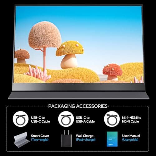 Yxk 4K Portable Monitor 15.6" 3840x2160 UHD USB-C HDMI Laptop, 100% RGB IPS Computer Gaming Display HDR Travel Speakers & Smart Cover for Laptop Xbox PS5 Switch PC Phone 6