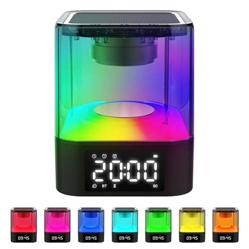 Ebhako Night Light Bluetooth Speaker, Multi-Functional Dual Alarm Clock, MP3 Player, Touch Sensor Bedside Lamp, 48 RGB Color Changing, Gifts for 10 11 12 13 14 Year Old Teenage Boys Girls