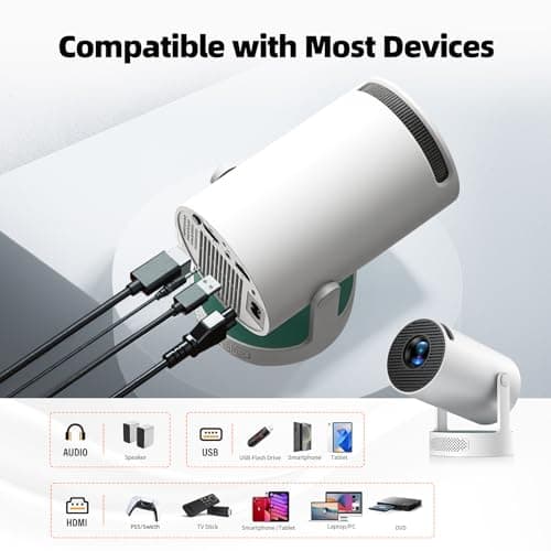 Projector with WiFi and Bluetooth, Mini Projector, 4K Support Android 11.0 Portable Movie Projector, 270° Rotation Automatic Vertical Keystone Correction, Compatible with iphone/TV Stick/HDMI/USB 7
