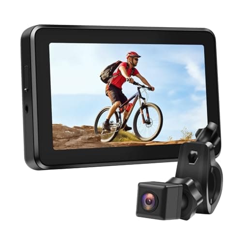 Bike Camera Rechargeable Battery 360° Rotation - 4.3'' HD 1080P Monitor Color Night Vision 3 Mins Easy Installation Wide View Handlebar Bicycle Rear View Camera for Mountain Ebike