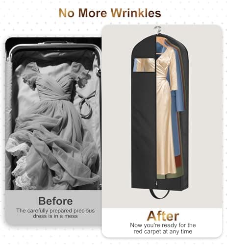 MISSLO 65" Long Garment Bags for Travel for Women 4" Gusseted Dress Bags for Gowns Waterproof Dress Protector Bag for Closet Storage Clothing Covers for Hanging Clothes Wedding Dresses Storage 6