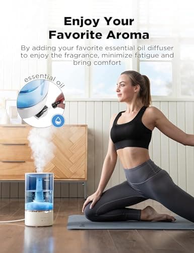 Pelonis Warm and Cool Mist Humidifiers for Bedroom Large Room Home and Baby | Ultrasonic Cool and Warm Mist Humidifier for Plants | Essential Oil Diffuser|4L Tank| Night Light| White 6