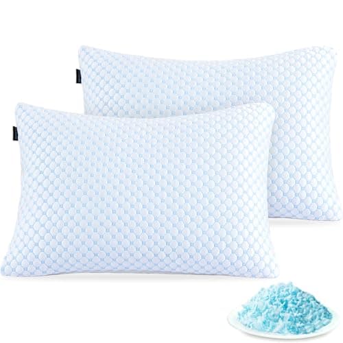 Crossvast Shredded Memory Foam Pillows for Sleeping 2 Pack - Cooling Bed Pillows Standard Size Set of 2 - Adjustable Firm Pillow for Side and Back Sleepers with Removable Cover
