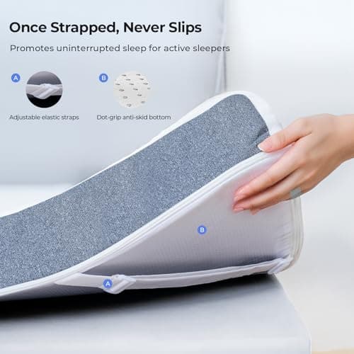 HOMRELEXA Firm Cooling Mattress Topper Queen Size 3 Inch, Cooling Gel & Bamboo Charcoal Memory Foam Mattress Topper for Back Pain Relief, Dual-Layer Foam Bed Pad with Removable Cover 8