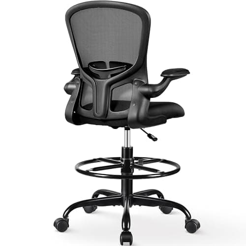 FelixKing Drafting Chair, Tall Office Chairs with Footrest Ring, Home Standing Desk High Chair with Lumbar Support Adjustable Counter Height Ergonomic Swviel Rolling Chairs for Working (Black) 8