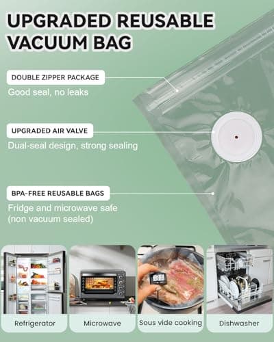 FIII Compact Handheld Vacuum Sealer for Food, 10X Preservation Food Sealer Machine with Reusable Vacuum Bags, Portable Wireless Vacuum Sealer for Sous Vide & Meal Prep, White 5