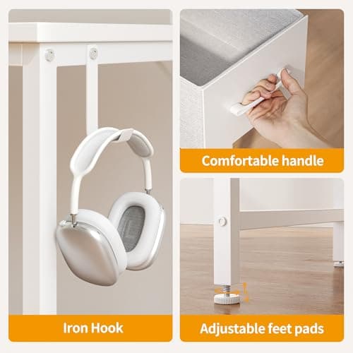 CubiCubi Computer Desk with 2 Drawers, 40 Inch Small Home Office Desk with Storage Study Writing Table, Pure White 6