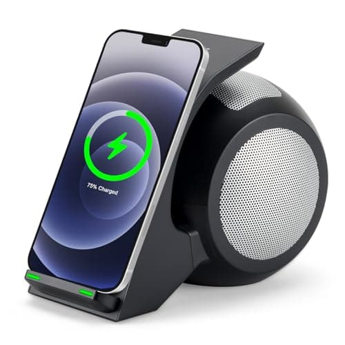 CENSHI Bluetooth Speaker Wireless Charger 2 in 1,Wireless Charging Station for Phone, Stereo Sound Speaker,Compatible with iPhone 17/16/15/14/13 Series,Samsung Galaxy S25/S24/S23/S22,Google etc