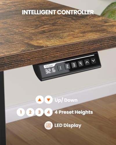 ErGear Electric Standing Desk, 55 x 28 inch Height Adjustable Sit Stand Up Desk, Computer Home Office Desk with 4 Memory Height Buttons, Two Pieces Desktop, Vintage Brown, EGESD112V 6