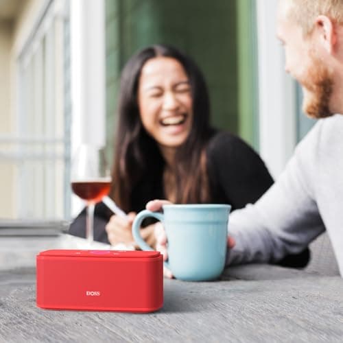 DOSS SoundBox Touch Wireless Bluetooth Speaker-12W HD Sound with Rich Bass, IPX5 Waterproof, 20H Playtime, Handsfree, for Gatherings, Home, Office, Outdoor, Travel-Red 8