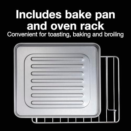 Proctor Silex 4 Slice Countertop Toaster Oven, Multi-Function with Bake, Toast and Broiler, 1100 Watts, 30 min timer and auto-shutoff, Includes Backing Pan and Rack, Black and Silver (31260) 5