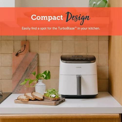 Cosoris 6qt TurboBlaze Smart Air Fryer Cream, 9-in-1 Cooking, 5 Speeds, 5L Capacity, Rapid Heating, Smart App & Voice Control, Dishwasher Safe Basket, Oil-Free Frying, LED Touchscreen 6