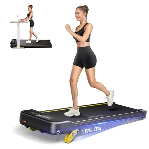 YPOO Walking Pad Treadmill, Under Desk Treadmill for Home, Portable Walking Pads with Incline Up to 8%, Compact Running Treadmills 300lbs Capacity, LED Display, Low Noise