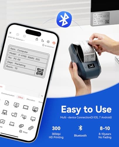 NIIMBOT Label Maker for Plant Labels, M2 Bluetooth Label Printer with Black Ribbon Cartridge and White Labels, 300 DPI, Compatible with 7 Android, 3 iOS, PC 6