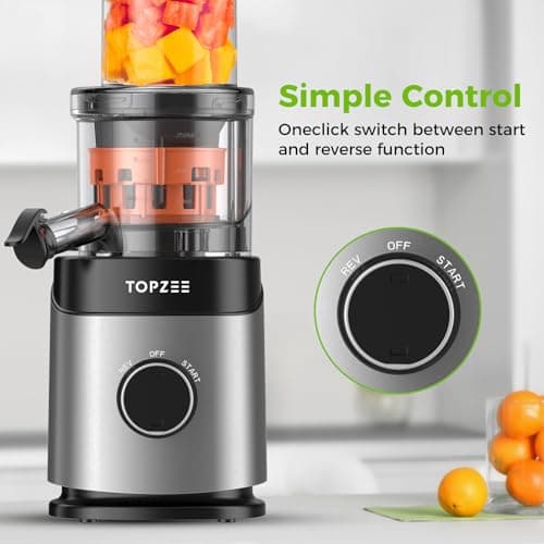 Cold Press Juicer, Large Feed Chute Juicers Machines for Whole Vegetables and Fruits Easy to Clean Self Feeding Effortless for Batch Juicing High Juice Yield, BPA Free, Grey 2