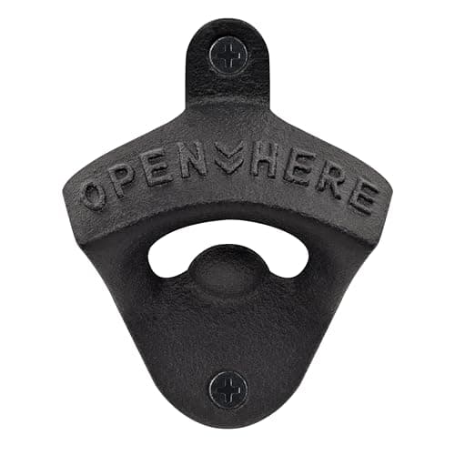 HAIICEN Cast Iron Bottle Opener Wall Mounted Beer Cap Opener Mountable Black for Wooden Post Table Board Craft