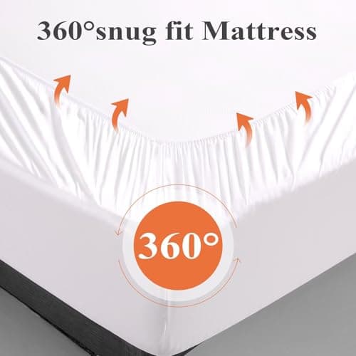 Fitted Sheet 1 Pack Full Size Only Viscose Derived from Bamboo,400 Thread Count,8-16" Deep Pocket,Bottom Sheet Colorfast Soft & Silky & Breathable(1 Fitted sheet Only, White, Full) 5