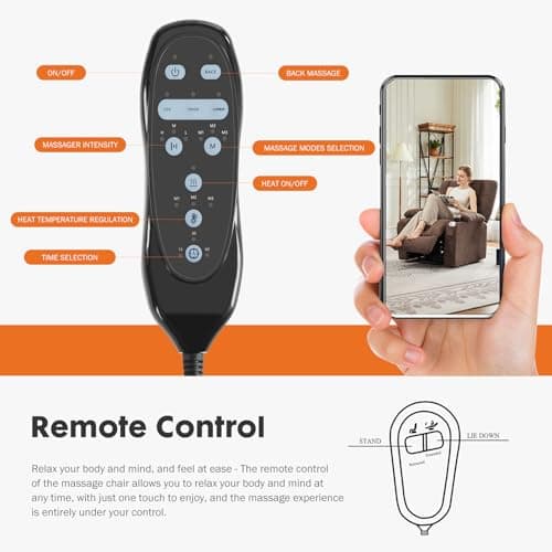 Sweetcrispy Recliner Chair with Vibrating Massage and Heating, Home Theater Seating with Lumbar Support, Adjustable Electric Power Lift Chairs with Cup Holders Remote Control for Living Room, Brown 6