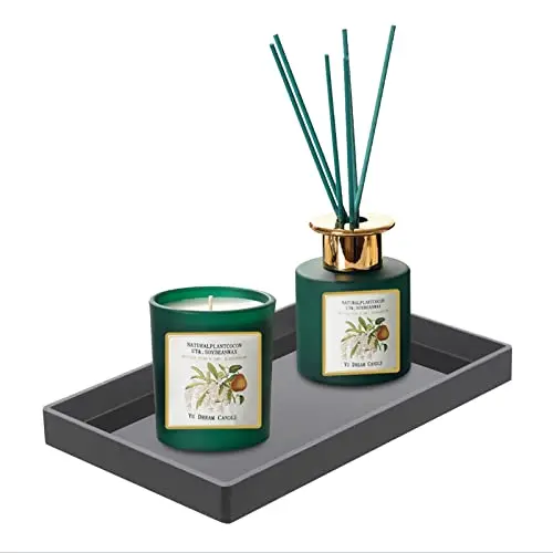 Bigfety Acrylic Vanity Bathroom Tray, Kitchen Counter Dish Handmade Jewelry Tray Sturdy Organizer for Cup, Sponge, Soap, Plant (Medium, Black)