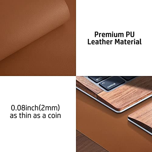 Aothia Leather Desk Pad Protector, Mouse Pad, Office Desk Mat, Non-Slip PU Leather Desk Blotter, Laptop Desk Pad, Waterproof Desk Writing Pad for Office and Home (Brown,23.6" x 13.7") 7